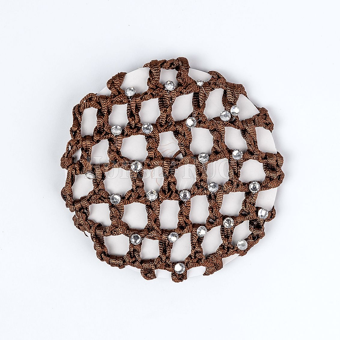 brown crocheted Hair net with diamantes