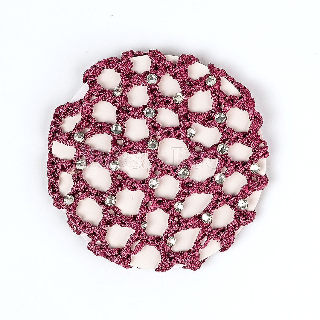 Burgundy crocheted Hair net with diamantes