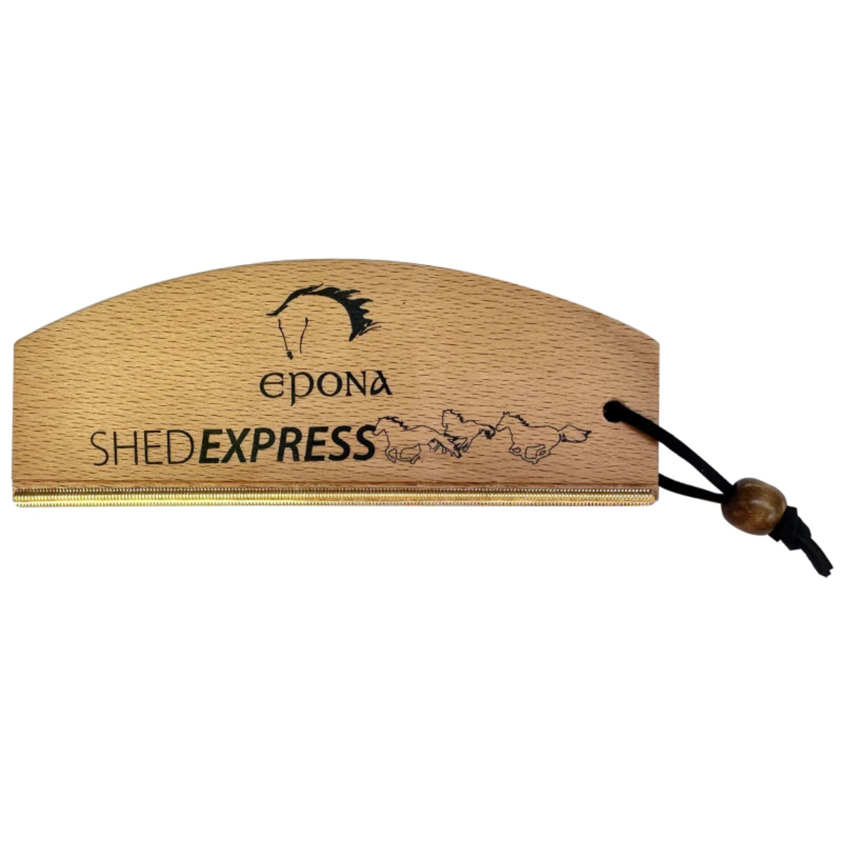 Wooden block with a gentle shedding blade and a small leather hanging rope 