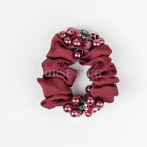 Satin Scrunchie with Sparkling Flowers and Pearls