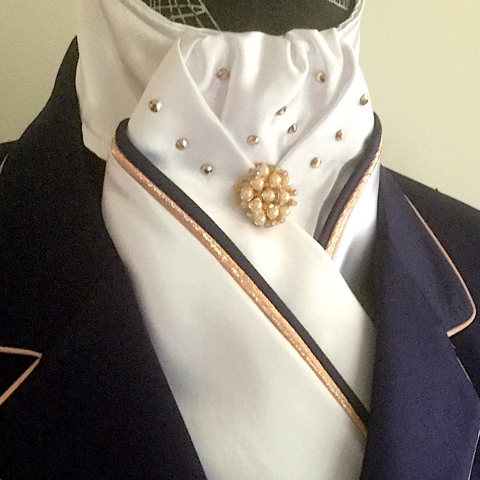 Stock Tie Rose Gold &amp; Colour Piping with Swarovski Crystals