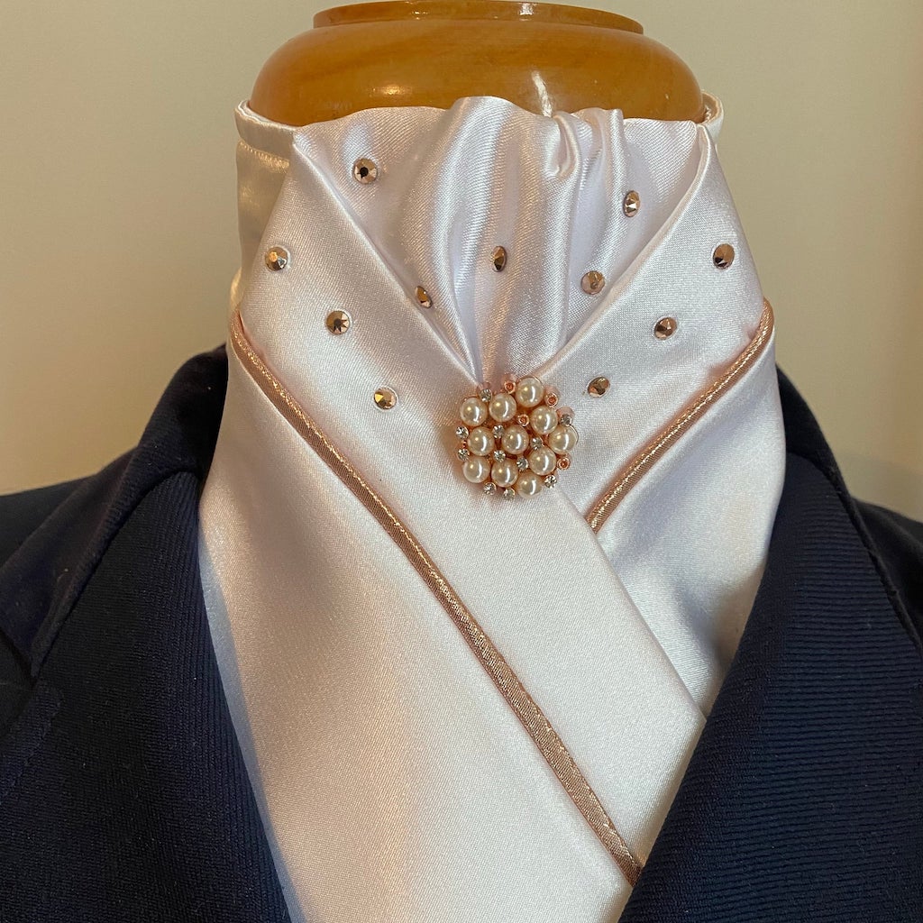 Stock Tie with Rose Gold Piping and Swarovski Crystals